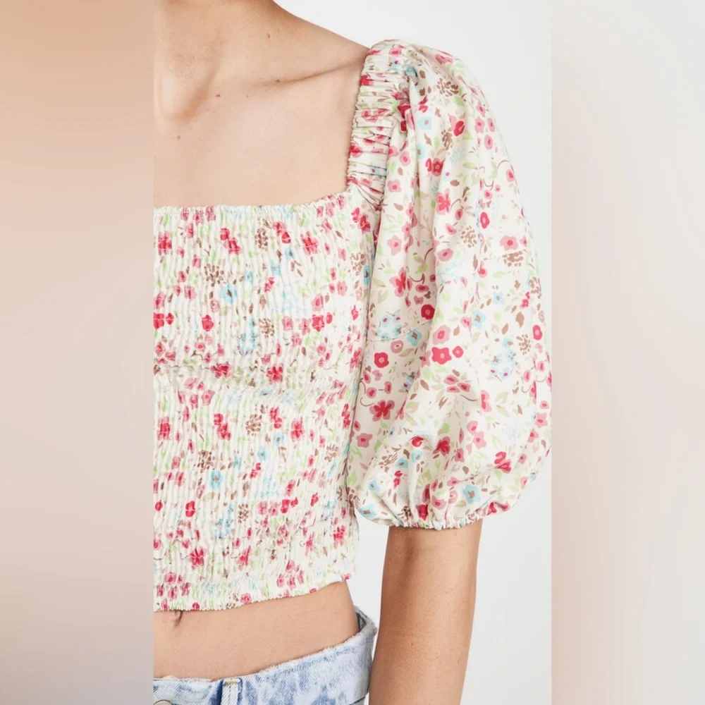 Sōkėe Collection Puff Sleeve Smocked Top Size X-Large NWT - Picture 7 of 9